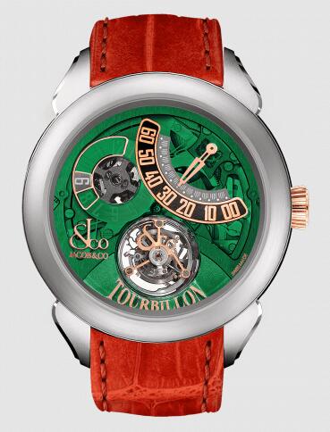 Jacob & Co. PALATIAL FLYING TOURBILLON JUMPING HOURS TITANIUM (GREEN MINERAL CRYSTAL) Watch Replica PT520.24.NS.QG.A Jacob and Co Watch Price